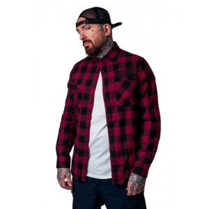 Dragstrip Kustom Checkered Lumber Jack Shirt in Black & Burgundy